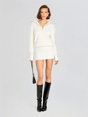 White Knit Sweater Saydi Dress